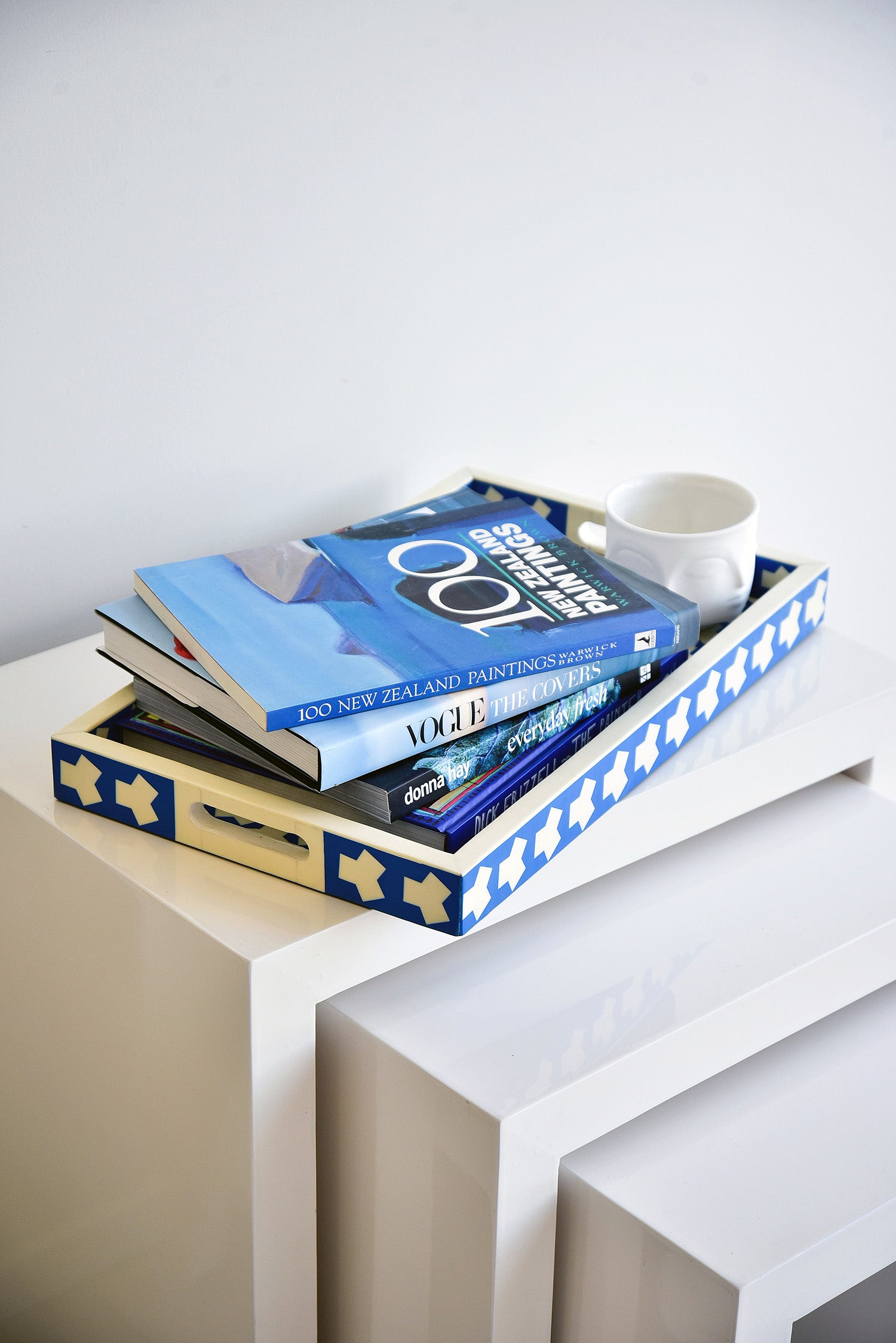 MAGPIE HOME Graphic Inlay Tray - Blue - Magpie Home - [product type] - Magpie Style