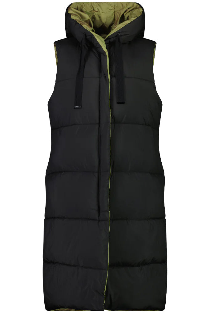 MOKÉ Kyri Long Reversible Vest - Avocado/Black - Magpie Style