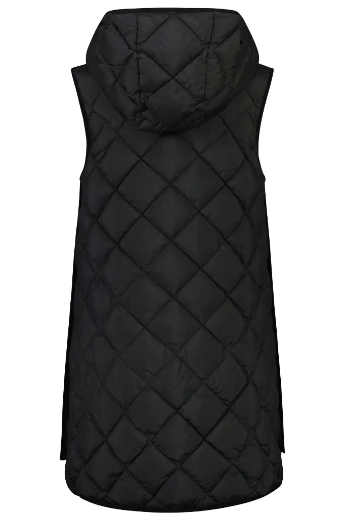 MOKÉ Mae Quilted Long Vest - Black - Magpie Style
